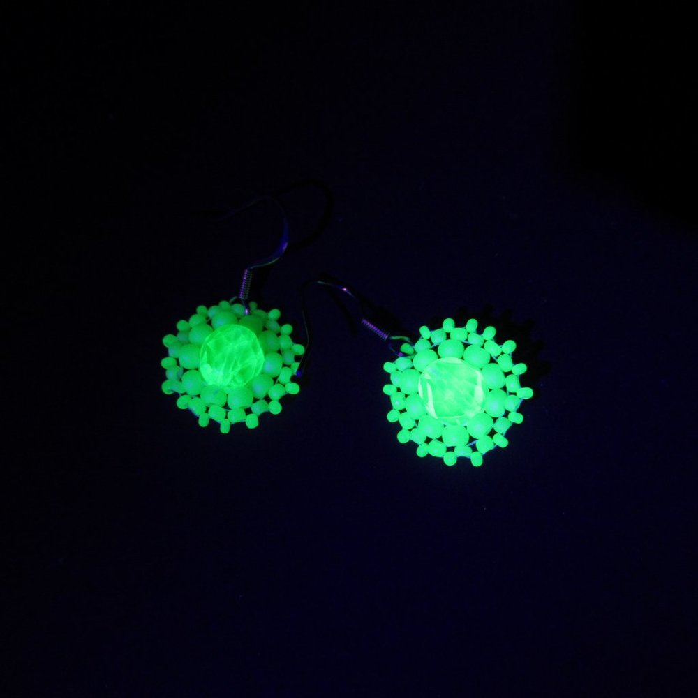 Beaded Uranium glass bead earrings